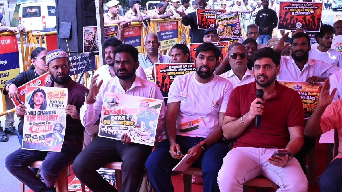 Cockroach Janata Party protests in Chennai demanding resignation of CEC Gyanesh Kumar